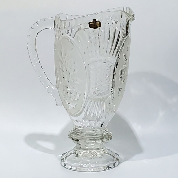 Vntg Lead Crystal 40oz Floral Pitcher by Kristal Zajecar made in Yugoslavia - Picture 11 of 16